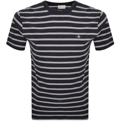 Gant Striped T Shirt Evening Blue
