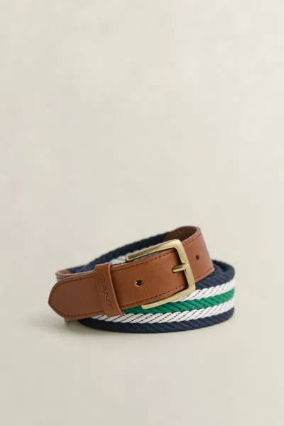 Gant Striped Webbing Belt In Brown