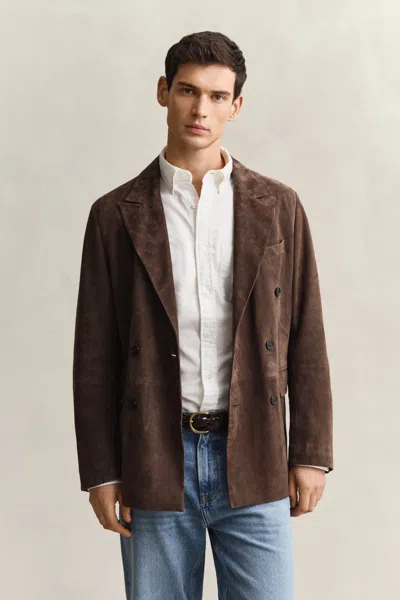 Gant Suede Blazer In Brown