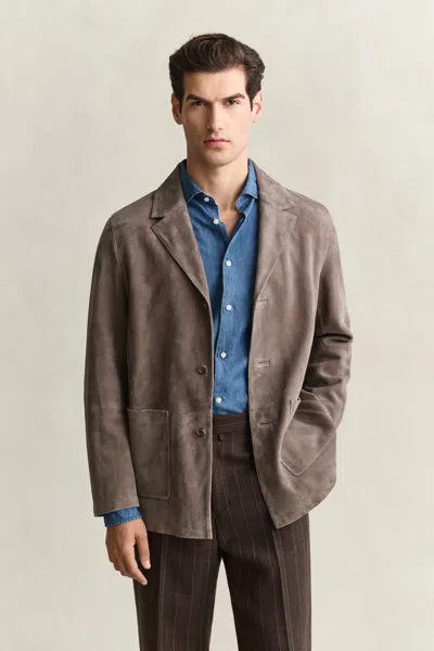 Gant Suede Blazer In Brown