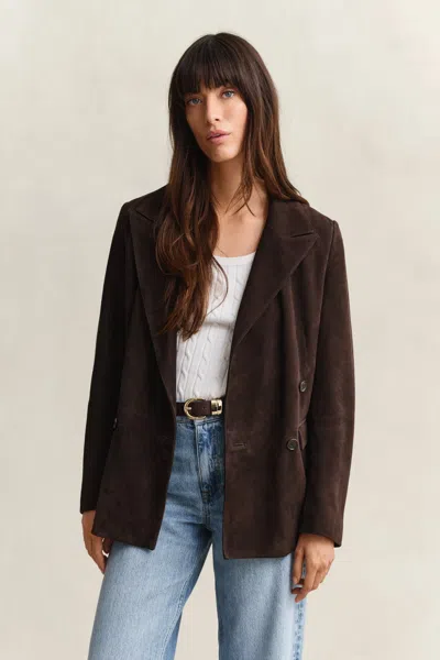 Gant Suede Club Blazer In Brown