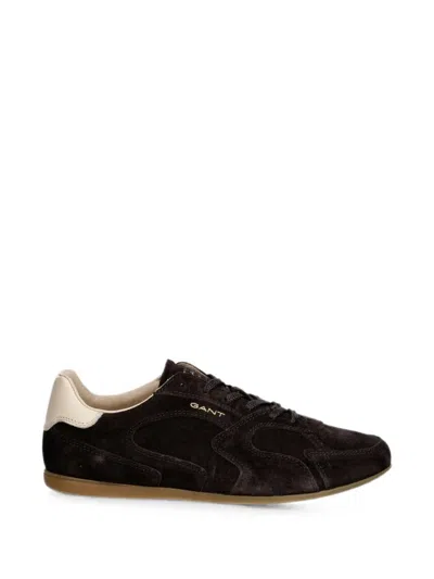 Gant Suede Contrast-heel Sneakers In Brown