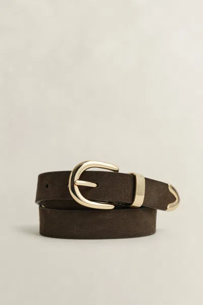 Gant Suede Metal Belt In Brown