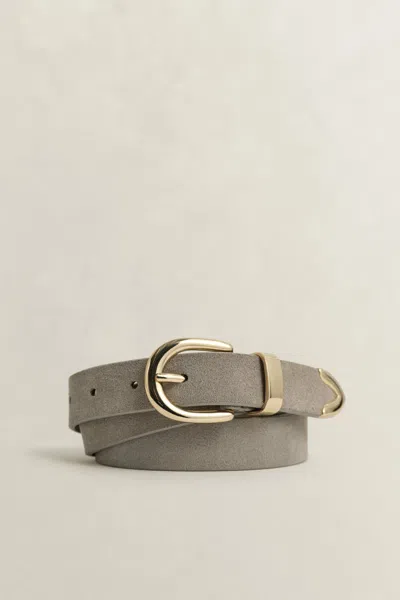 Gant Suede Metal Belt In Gray