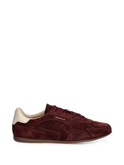 Gant Suede Panelled Sneakers In Burgundy