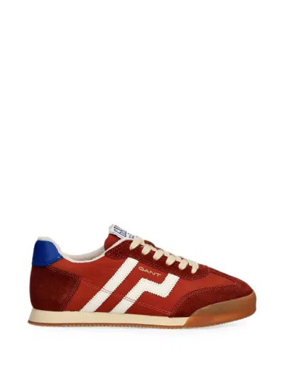Gant Suede-panelled Logo-print Sneakers In Brown