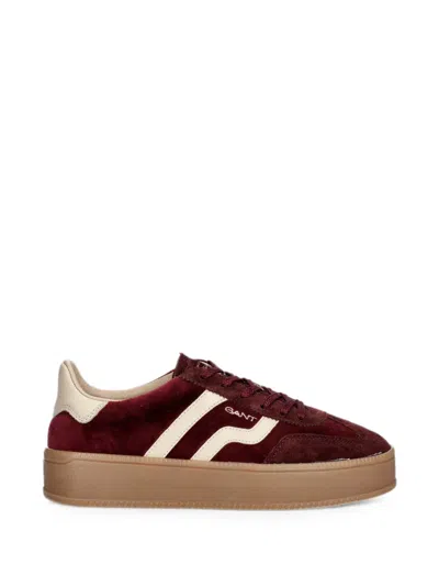 Gant Suede-panelled Platform Sneakers In Red