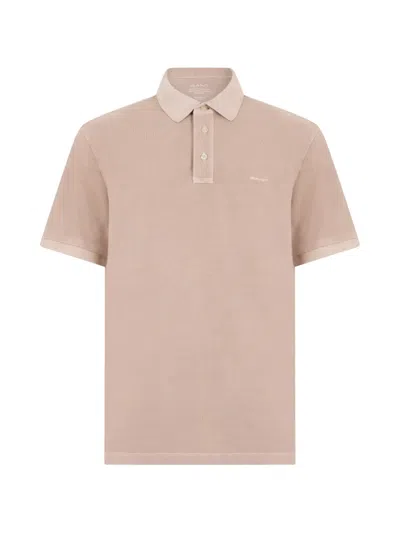 Gant Sunfaded Cotton Polo Shirt In Neutral