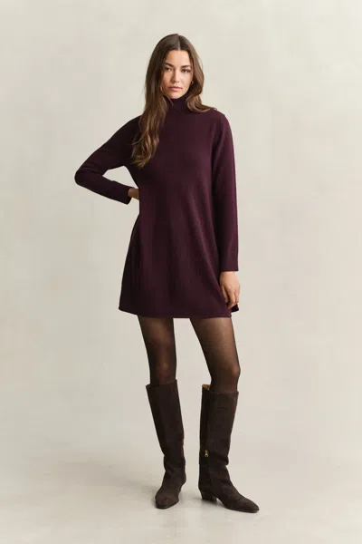 Gant Superfine Lambswool Dress In Burgundy