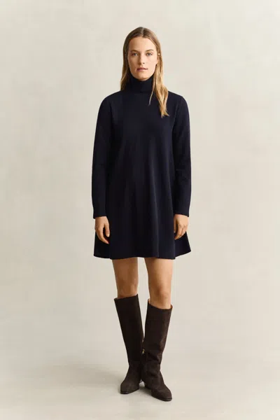 Gant Superfine Lambswool Dress In Blue