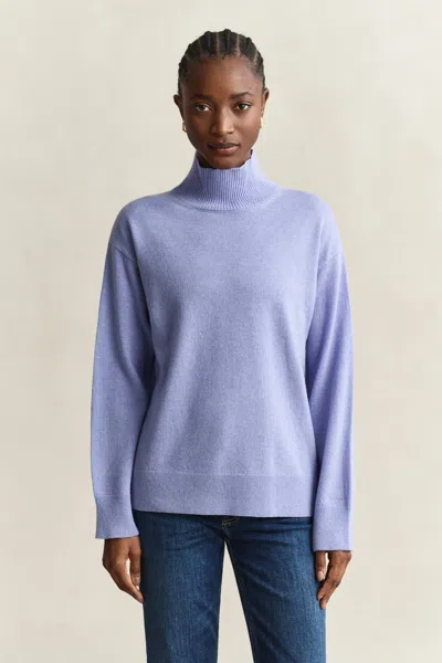 Gant Superfine Lambswool Mock Neck Sweater In Misty Lavender