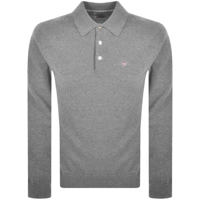 Gant Superfine Lambswool Polo Grey In Gray
