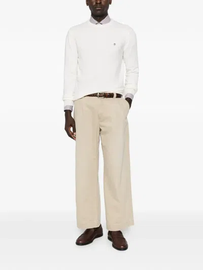 Gant Superfine Lambswool Sweater In Neutral
