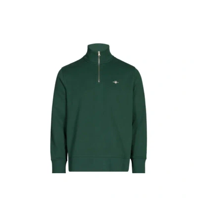 Gant Sweatshirt À Col Zippé En Coton Mélangé In Green