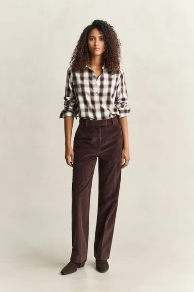 Gant Tailored Corduroy Pants In Deep Brown