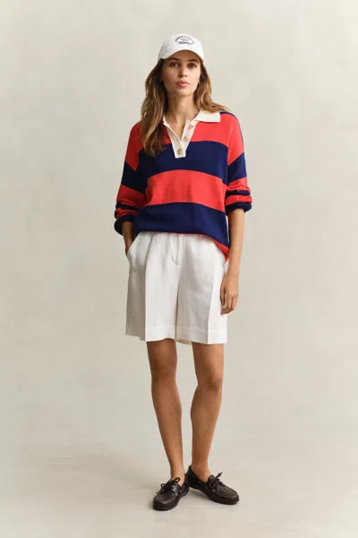 Gant Tailored Linen Blend Shorts In Red