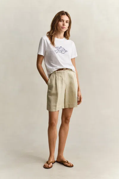 Gant Tailored Linen Blend Shorts In Neutral