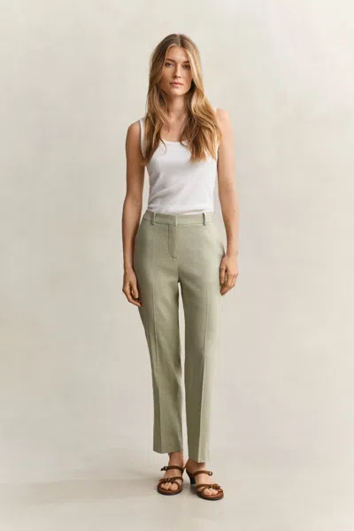 Gant Tailored Linen Stretch Pants In Green