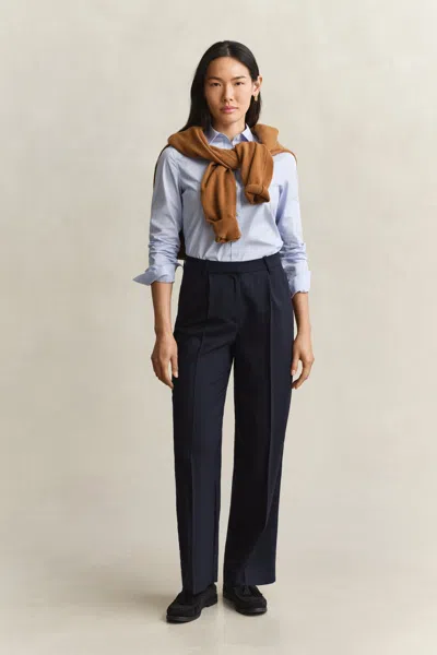 Gant Tailored Wool Pants In Evening Blue