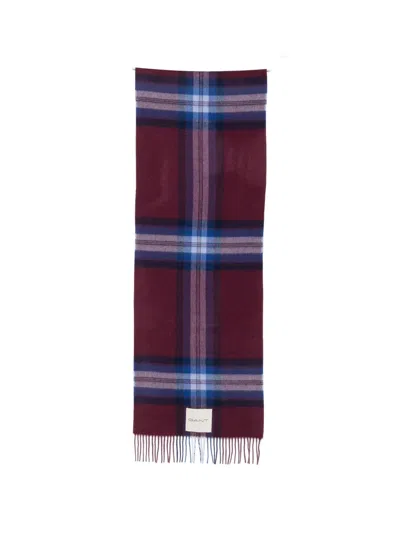 Gant Tartan-check Wool Scarf In Red