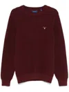 Gant Textured Cotton Sweater In Red