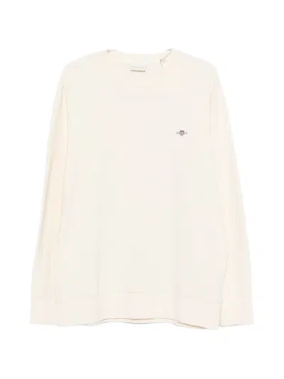 Gant Textured Logo Sweatshirt In Neutral