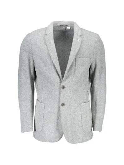 Gant Textured Single-breasted Blazer In Gray