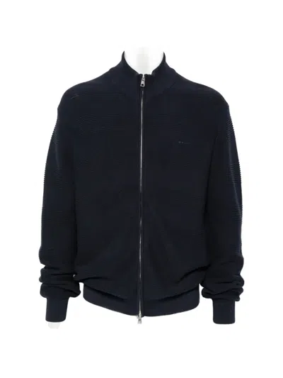 Gant Textured Zip-up Sweater In Black