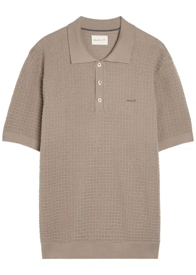 Gant Textured-knit Cotton Polo Shirt In Orange