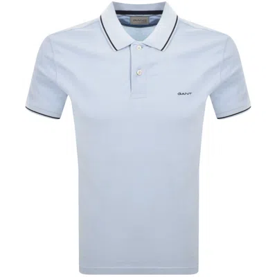 Gant Tipping Pique Polo T Shirt Fresh Blue