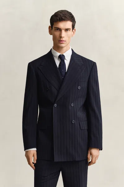 Gant Tonal Pinstripe Suit Jacket In Blue