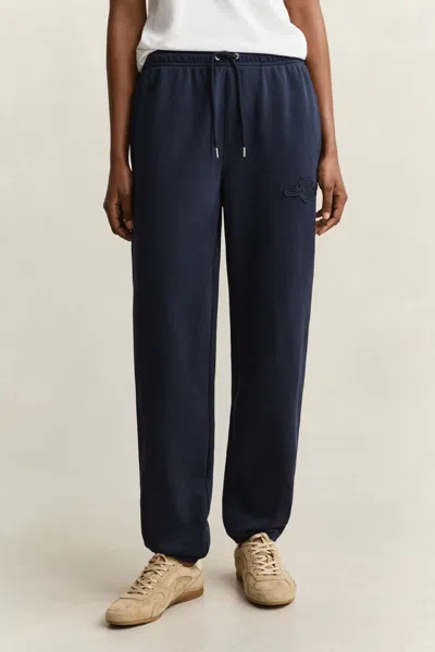 Gant Tonal Shield Sweatpants In Blue