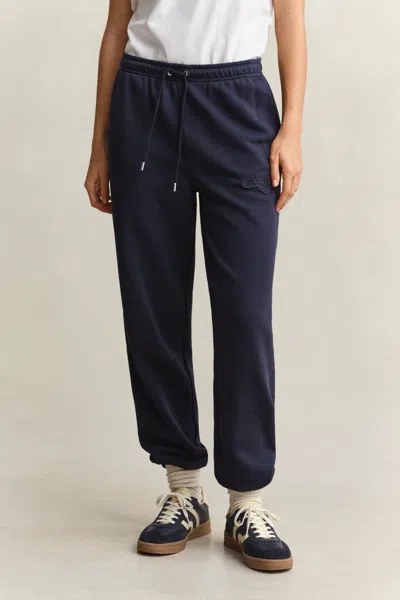 Gant Tonal Shield Sweatpants In Evening Blue