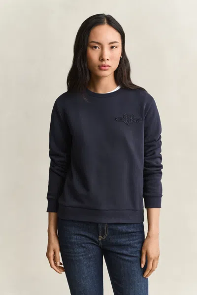 Gant Tonal Shield Sweatshirt In Blue
