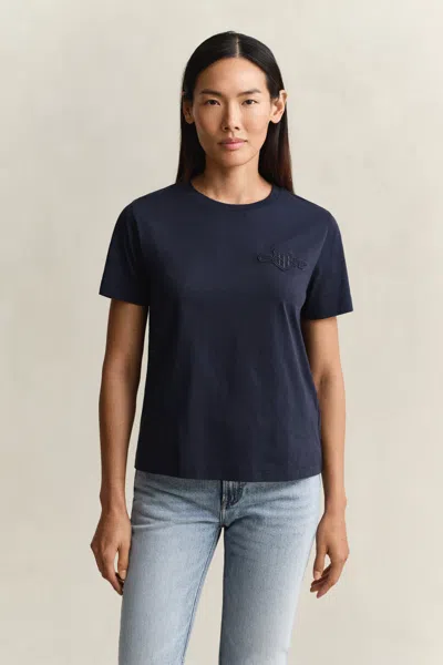 Gant Tonal Shield T-shirt In Blue