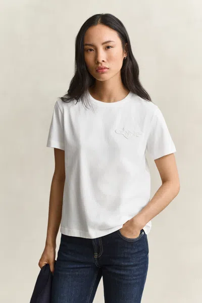 Gant Tonal Shield T-shirt In White