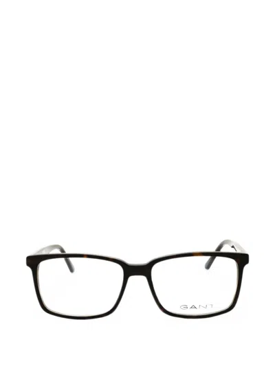 Gant Tortoiseshell-effect Rectangle-frame Glasses In Brown
