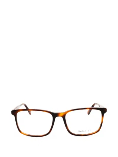 Gant Tortoiseshell-effect Rectangle-frame Glasses In Brown