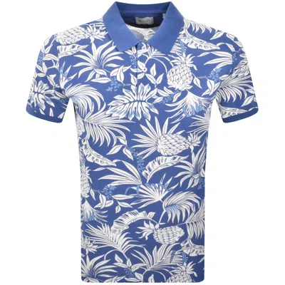 Gant Tropical Print Polo T Shirt Rich Blue
