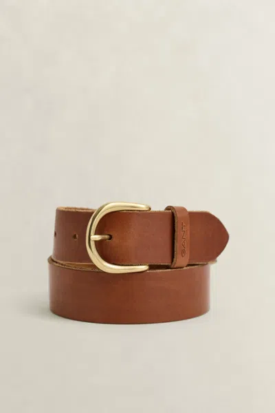 Gant Tumbled Leather Belt In Brown