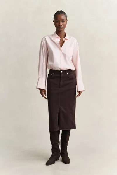 Gant Twill Colored Pencil Skirt In Brown