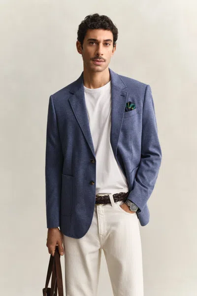 Gant Two-toned Jersey Piqué Blazer In Blue