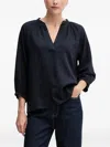 Gant V-neck Balloon-sleeve Top In Blue