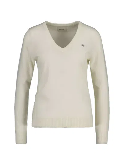 Gant V-neck Sweater In Burgundy