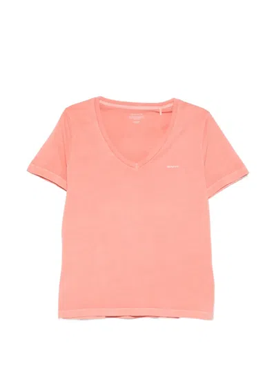 Gant V-neck T-shirt In Pink