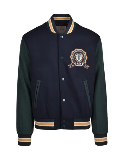 Gant Varsity-style Navy Wool Blend  Coat In Black