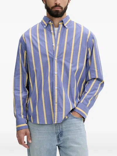Gant Vertical-stripe Button-down Shirt In Blue