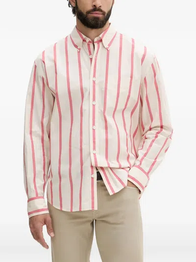 Gant Vertical-stripe Button-down Shirt In White