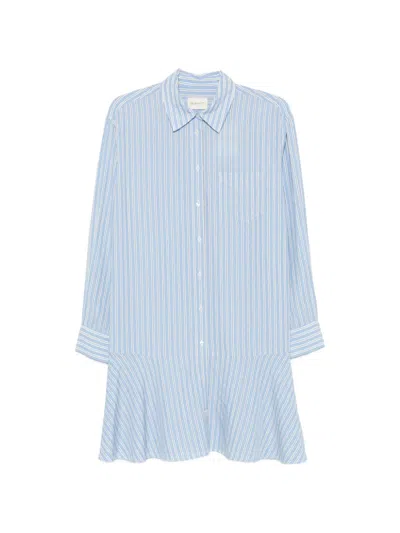 Gant Vertical-stripe Dropped-waist Mini Dress In Blue