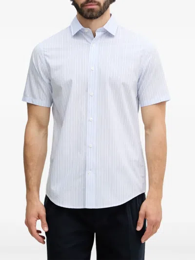 Gant Vertical-stripe Short-sleeve Shirt In Blue